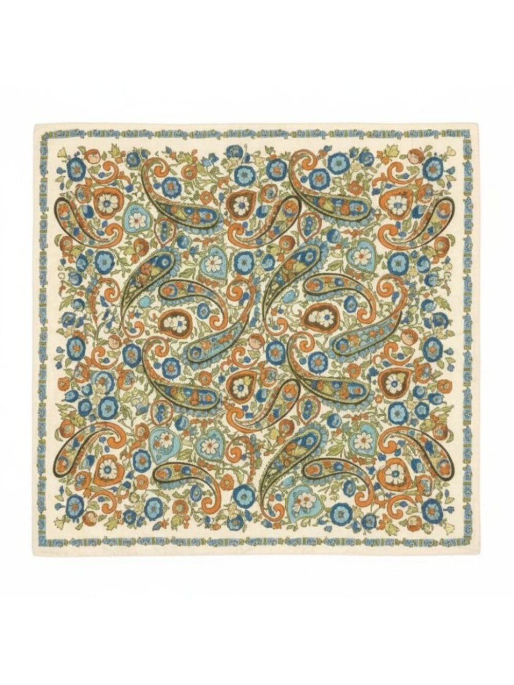 Silk Scarf Paisley Floral Square 20-inch Multicolor Print Accessory